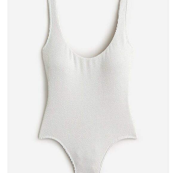 J Crew Scrunchie Classic Scoopneck One Piece Swimsuit size 4 NEW White - Picture 5 of 12